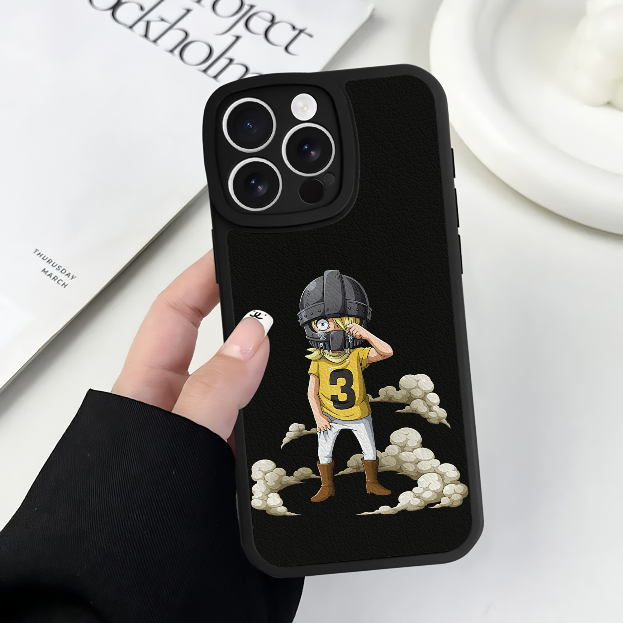 （画像用） ワンピース サンジ ONE PIECE Sanji 【iPhone 16シリーズ対応】シリコンスマホケース（レザー調） 材質：シリコン